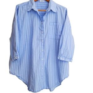 Gee Gee Blue Striped‎ 100% Cotton Button Up Shirt Sz:2XL